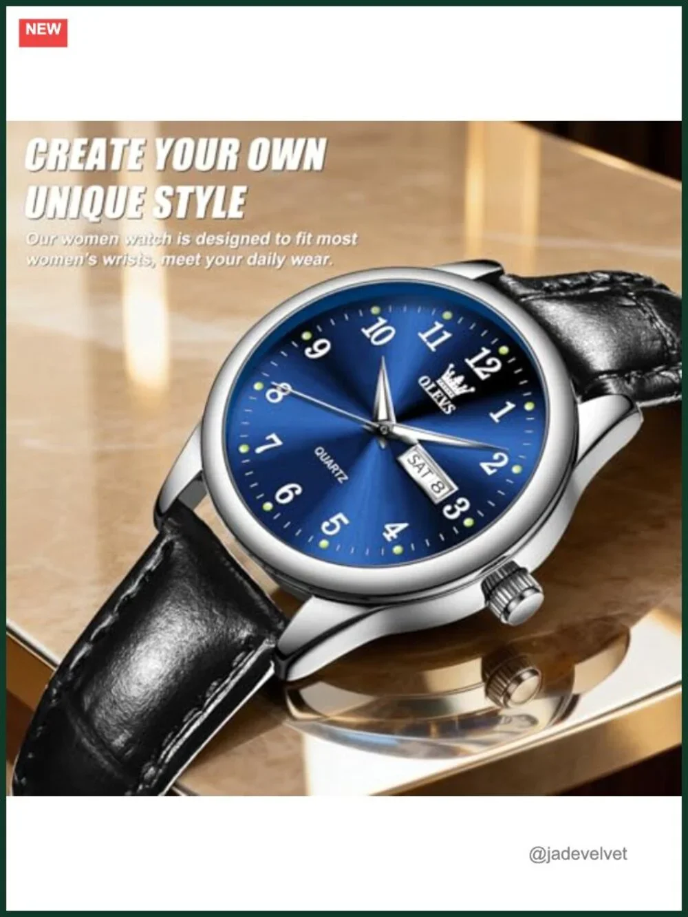 OLEVS Women's Dress Leather Watch Waterproof Analog Quartz Casual Wrist Watch